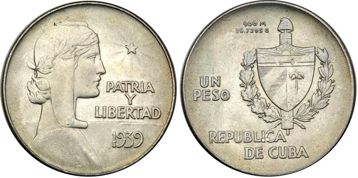 1 Peso 1934 Cuba | Prices & Values KM-22