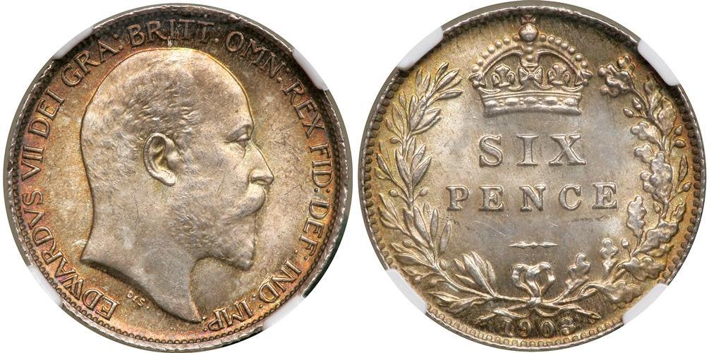 Moneda 1 Sixpence / 6 Penny Reino Unido de Gran Bretaña e Irlanda (1801